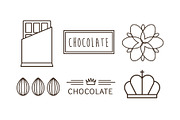 Chocolate line icons set, logo