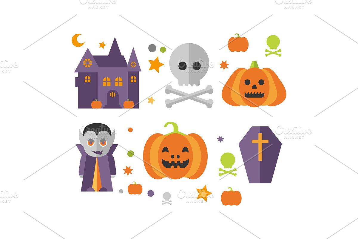 Halloween icons set, castle in Objects - product preview 8