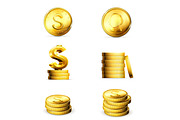 Golden Coins vector icons