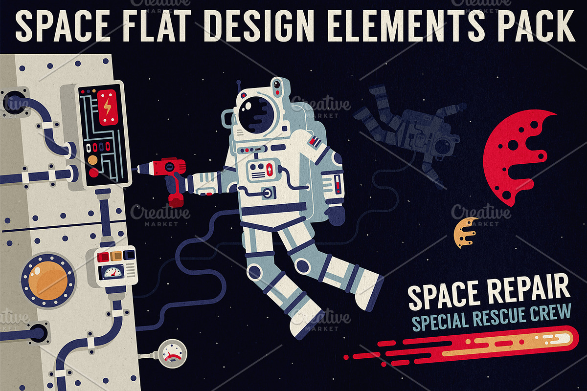Space Design Elements Pack in Illustrations - product preview 8