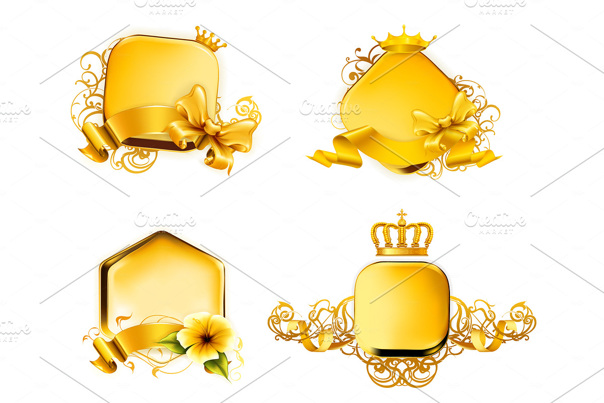 Golden emblems vector icons in Textures - product preview 8