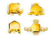 Golden emblems vector icons