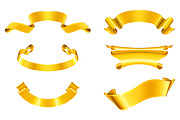 Golden ribbons vector icons