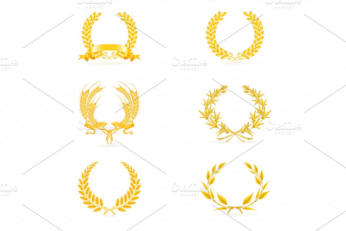 Golden wreath vector icons in Illustrations - product preview 8