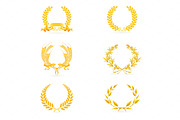 Golden wreath vector icons