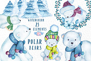 Watercolor Polar Bears clipart
