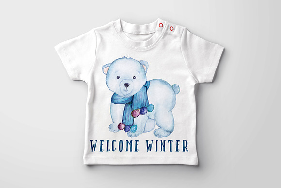Watercolor Polar Bears clipart in Illustrations - product preview 4