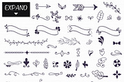 150 Hand drawn Typographic Elements