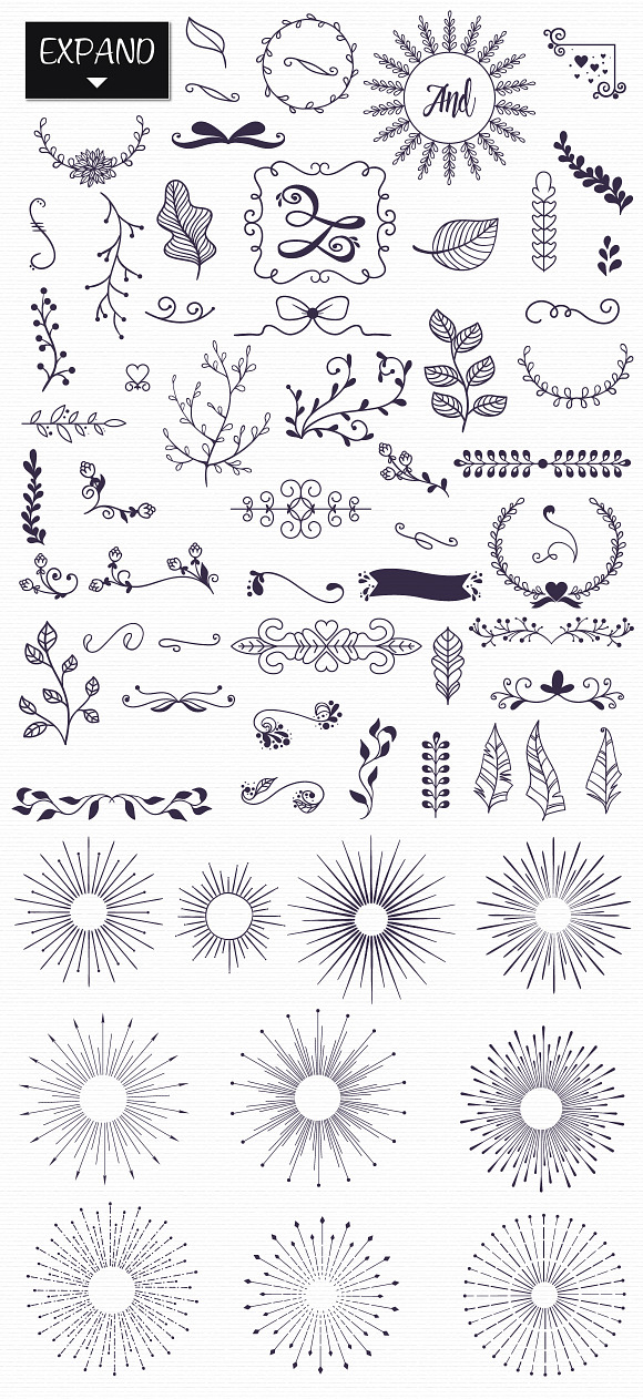 150 Hand drawn Typographic Elements in Illustrations - product preview 1