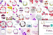45 Bundle watercolor flower cards