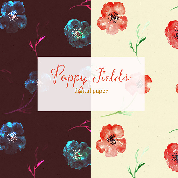 Poppy fields. digital paper in Patterns - product preview 2