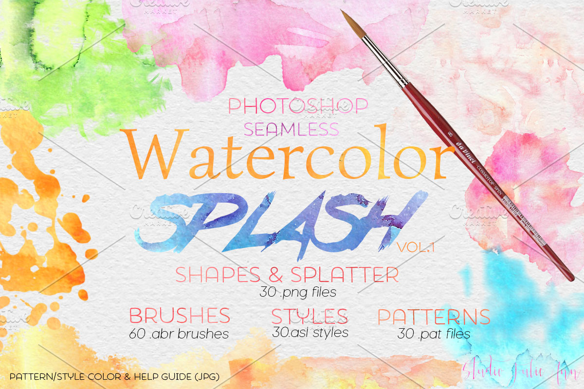 Watercolor Splash Design Elements PS in Add-Ons - product preview 8