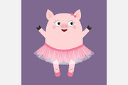 Pig bellerina. Piggy piglet dancer