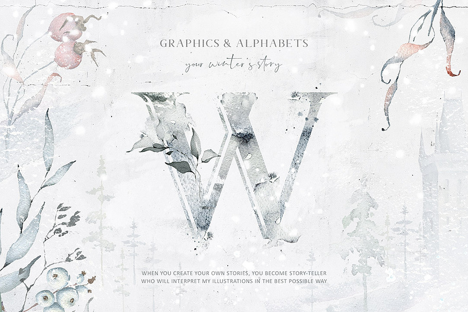 Winter Watercolors&Alphabets in Illustrations - product preview 8
