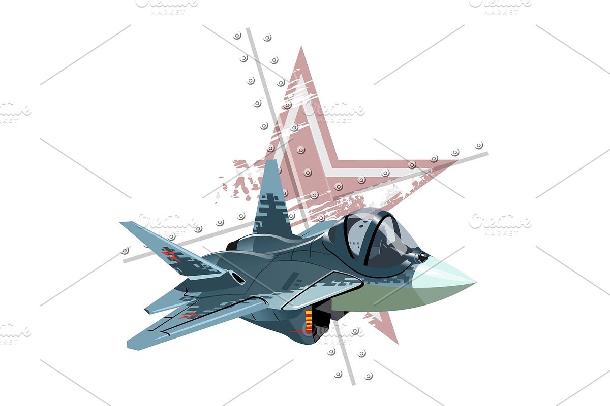 Cartoon modern military fighter in Illustrations - product preview 8