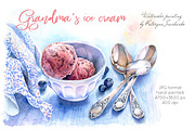 Ice Cream. Watercolor food