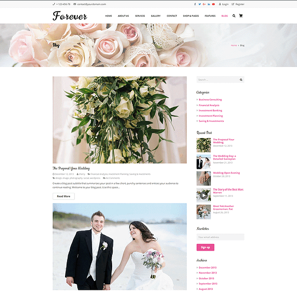 Forever - Wedding Planner WordPress in WordPress Wedding Themes - product preview 4