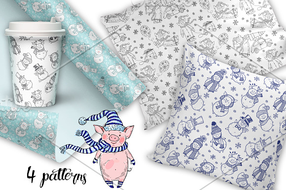 Winter pigs in Illustrations - product preview 3