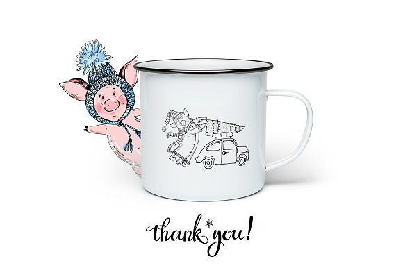 Winter pigs in Illustrations - product preview 5