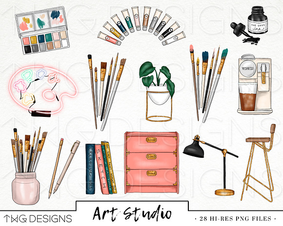 Art Studio Fashion Girl Clip Art in Illustrations - product preview 1