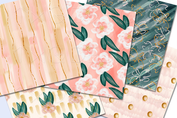 Painterly Florals and Foil Paper Set in Patterns - product preview 1