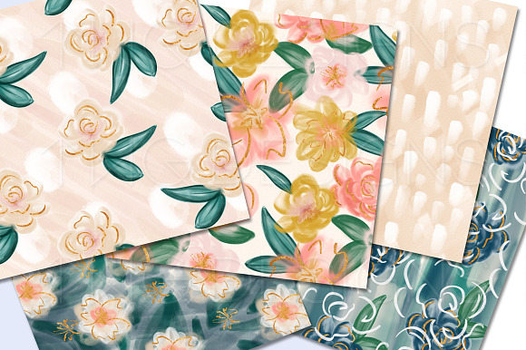 Painterly Florals and Foil Paper Set in Patterns - product preview 2