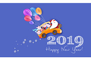 Happy 2019 New Year design card with