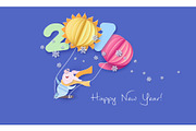 Happy New Year card. Color paper cut