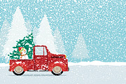 Christmas tree and snowman on car