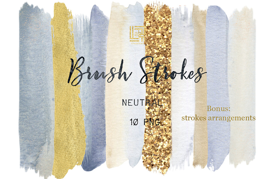 Neutral. Brush strokes clipart in Illustrations - product preview 8