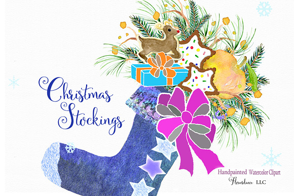Watercolor Christmas Stocking in Illustrations - product preview 1