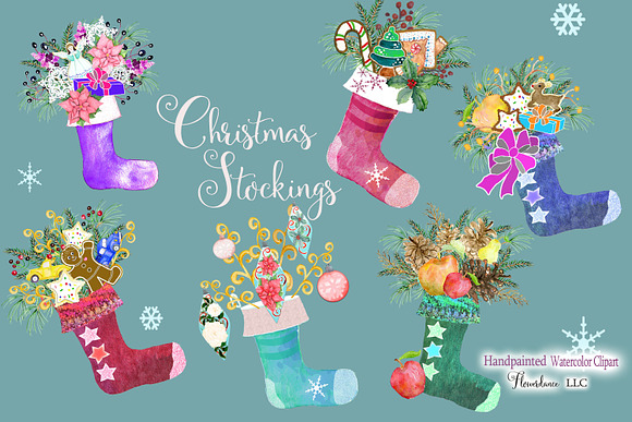 Watercolor Christmas Stocking in Illustrations - product preview 3