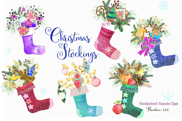 Watercolor Christmas Stocking in Illustrations - product preview 4