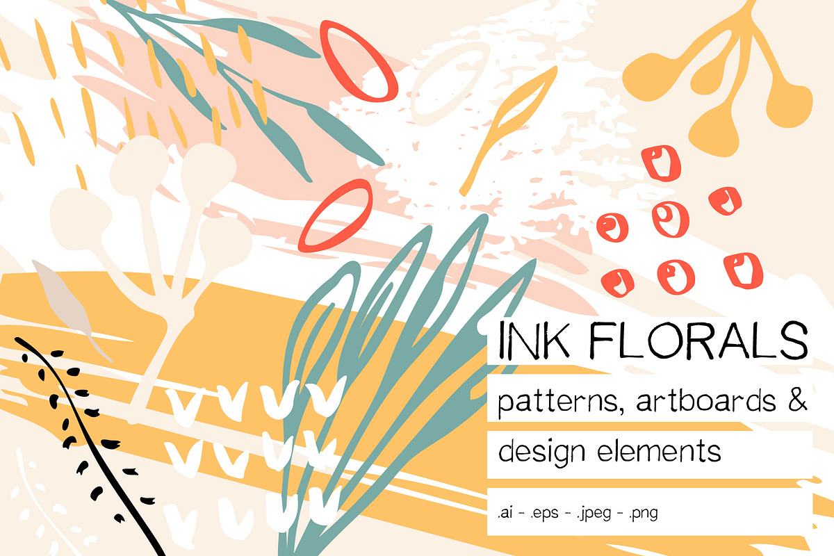 Ink Florals patterns design elements in Patterns - product preview 8