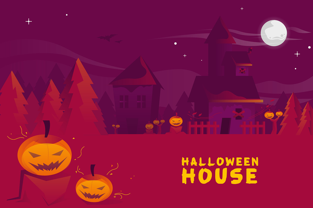 Halloween House - Vector Landscape in Illustrations - product preview 8