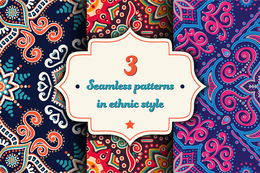 3 Seamless patterns in ethnic style in Illustrations - product preview 8