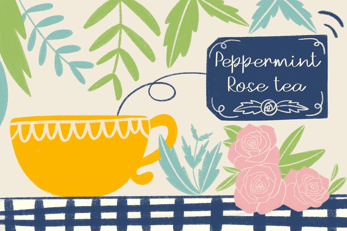 Peppermint Rose tea in Script Fonts - product preview 8