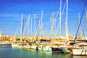 Yachts, boats pier in port resort