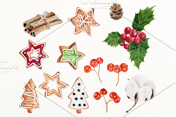Christmas handpainted clipart in Illustrations - product preview 3