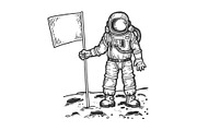 Spaceman on moon with flag vector