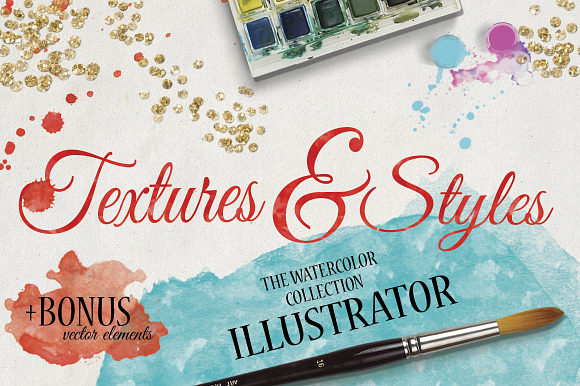 Watercolor Textures & Styles in Textures - product preview 2