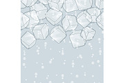 Ice cubes and soda bubbles seamless