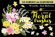 53 Floral brushes for Illustrator