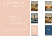 6 Boho Diamond Pinterest Templates