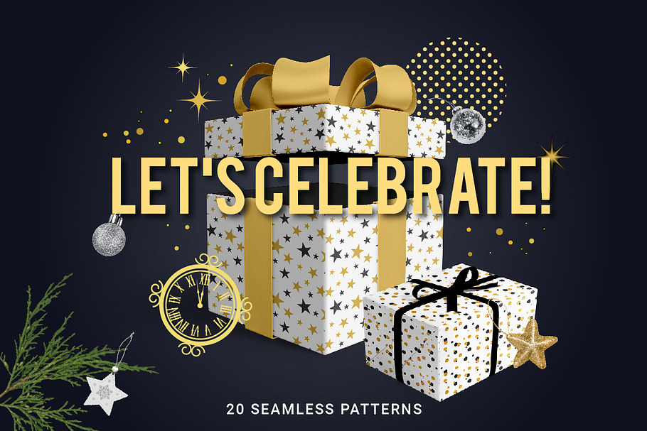 New Year Celebration patterns in Graphics - product preview 8