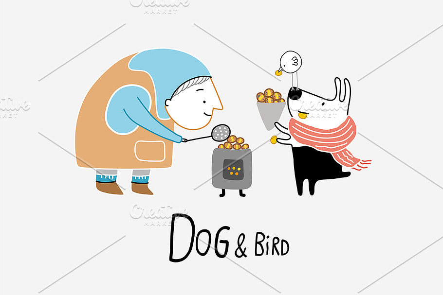 Dog & Bird and the chestnut seller in Illustrations - product preview 8
