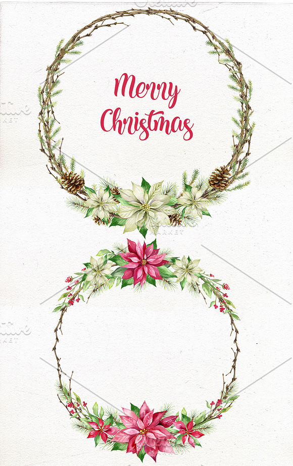 Christmas Watercolor Clip Art. in Illustrations - product preview 2
