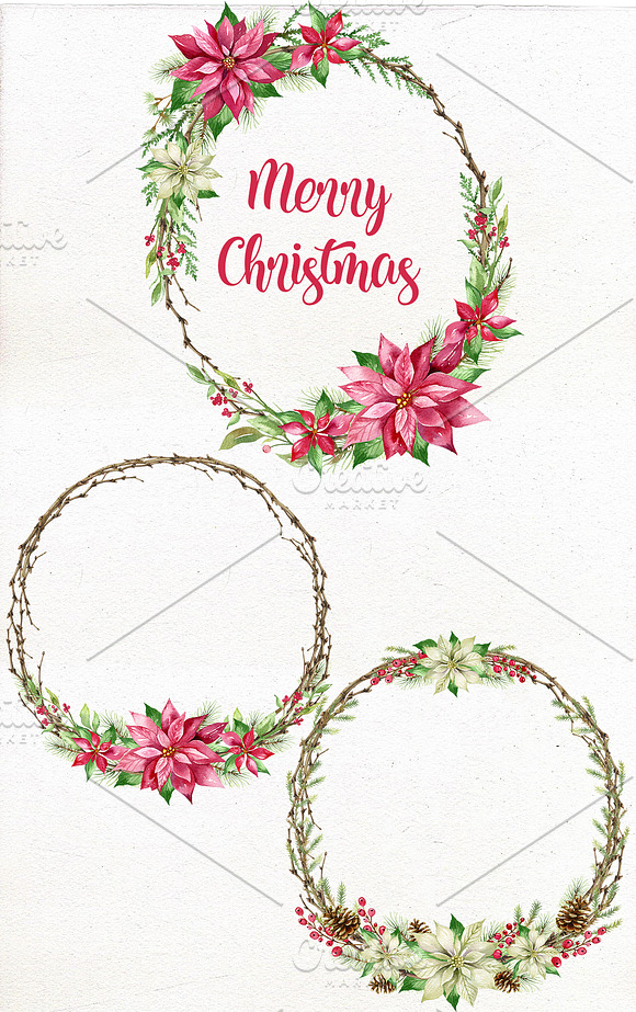 Christmas Watercolor Clip Art. in Illustrations - product preview 3