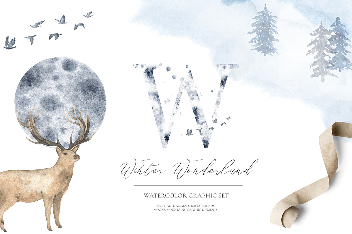 Winter Wonderland - watercolor set in Illustrations - product preview 8