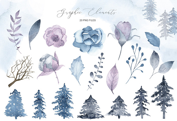 Winter Wonderland - watercolor set in Illustrations - product preview 3